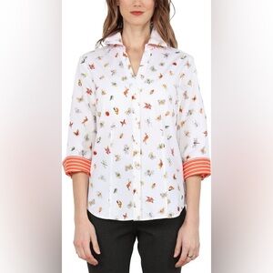 HINSON WU Loretta happy bugs split neck  3/4 sleeve button up blouse 2